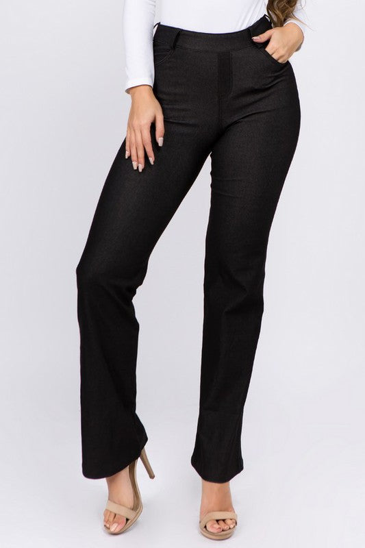 Mid Rise Cotton Blend Flare Jeggings