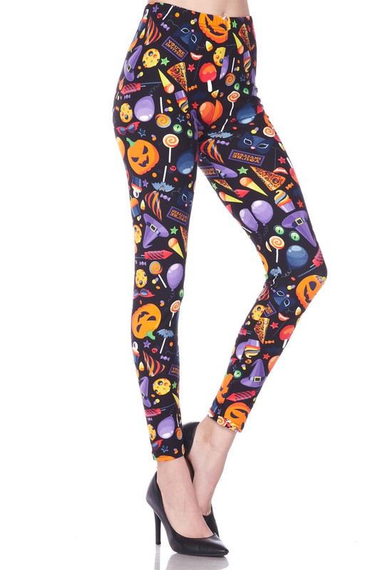 ONE SIZE HALLOWEEN Print Brushed Leggings