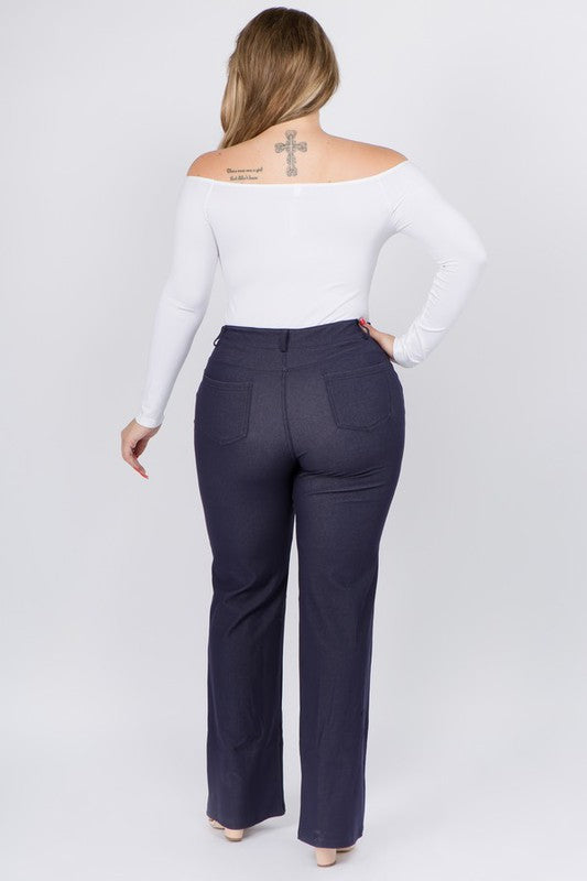 Mid Rise Cotton Blend Flare Jeggings