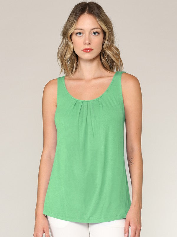 Summer Sleeveless Pleated Back Closure Tank Tops