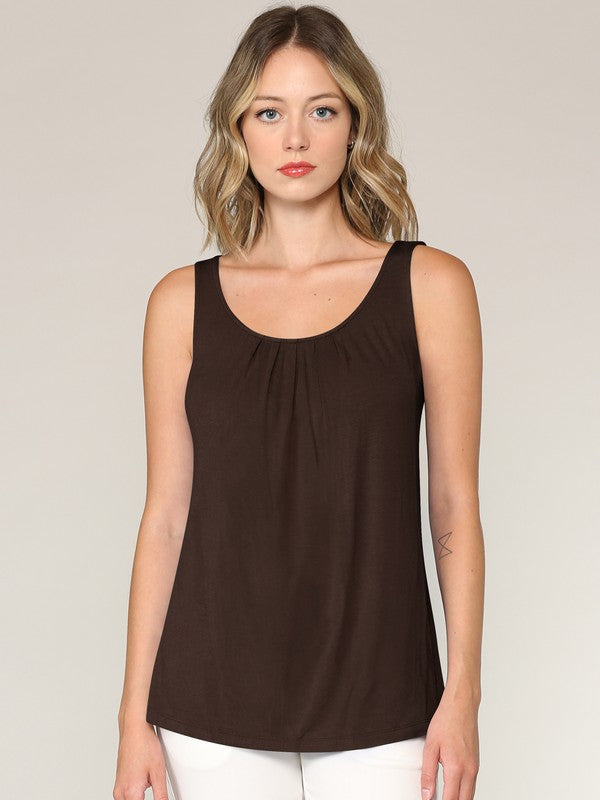 Summer Sleeveless Pleated Back Closure Tank Tops