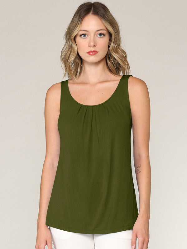 Summer Sleeveless Pleated Back Closure Tank Tops