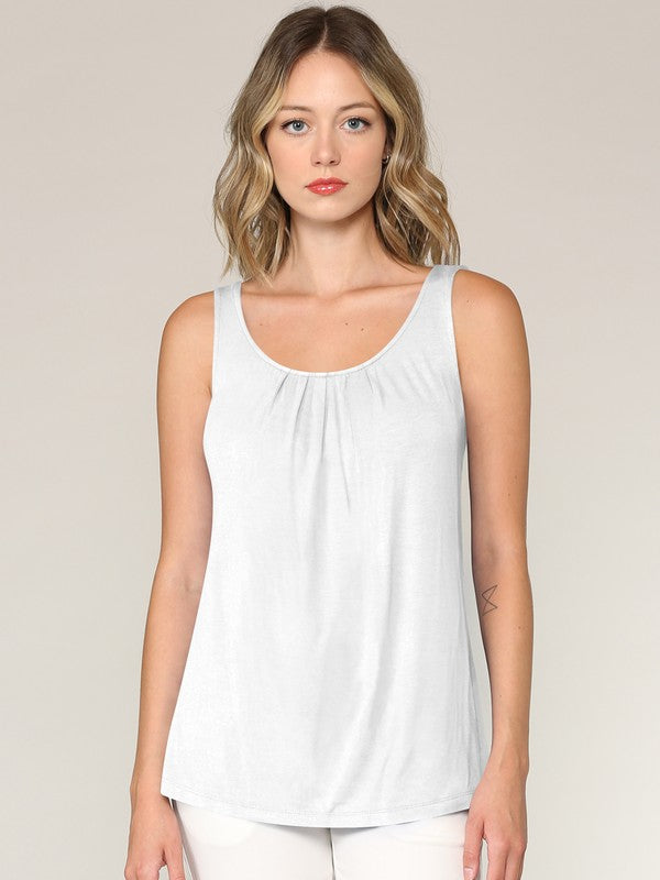 Summer Sleeveless Pleated Back Closure Tank Tops