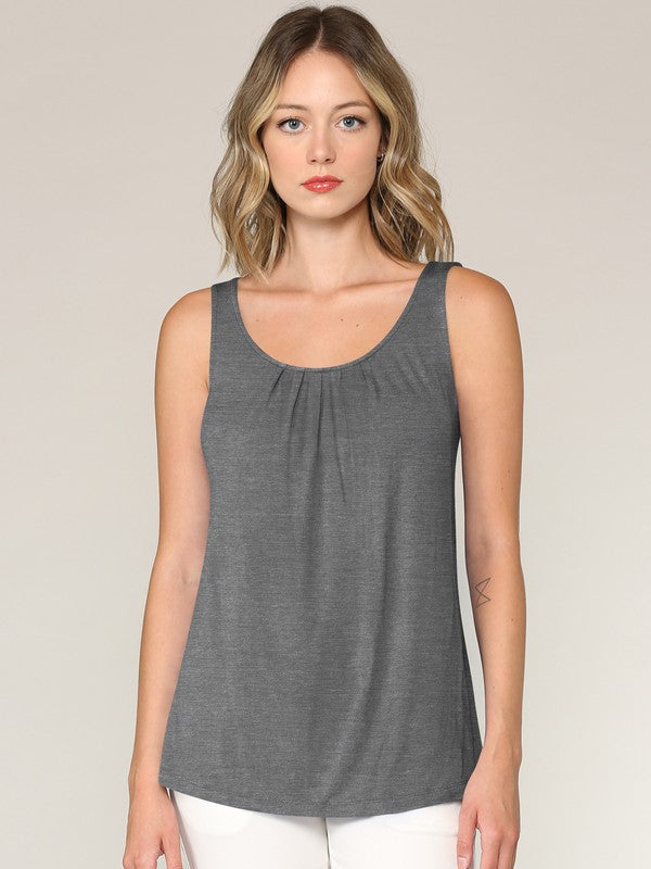 Summer Sleeveless Pleated Back Closure Tank Tops