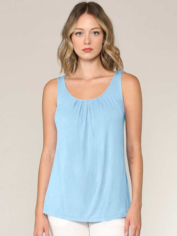 Summer Sleeveless Pleated Back Closure Tank Tops