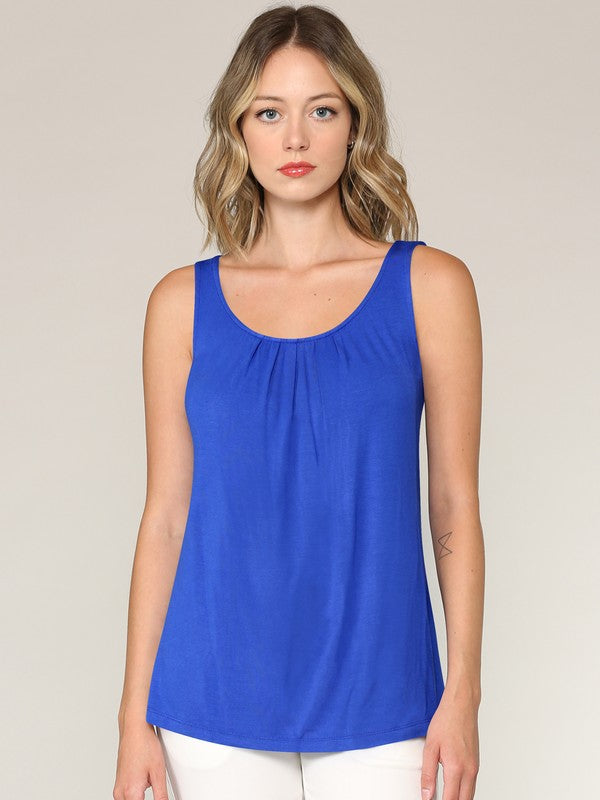 Summer Sleeveless Pleated Back Closure Tank Tops