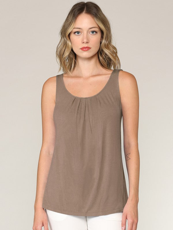 Summer Sleeveless Pleated Back Closure Tank Tops