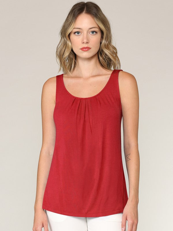 Summer Sleeveless Pleated Back Closure Tank Tops