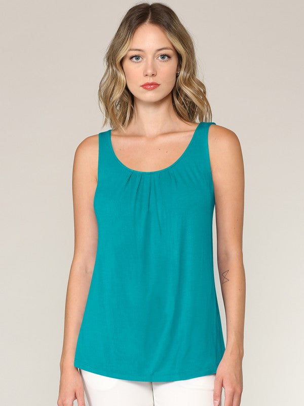 Summer Sleeveless Pleated Back Closure Tank Tops