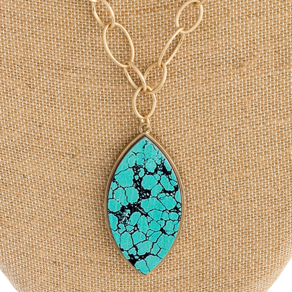 TURQUOISE OVAL PENDANT NECKLACE