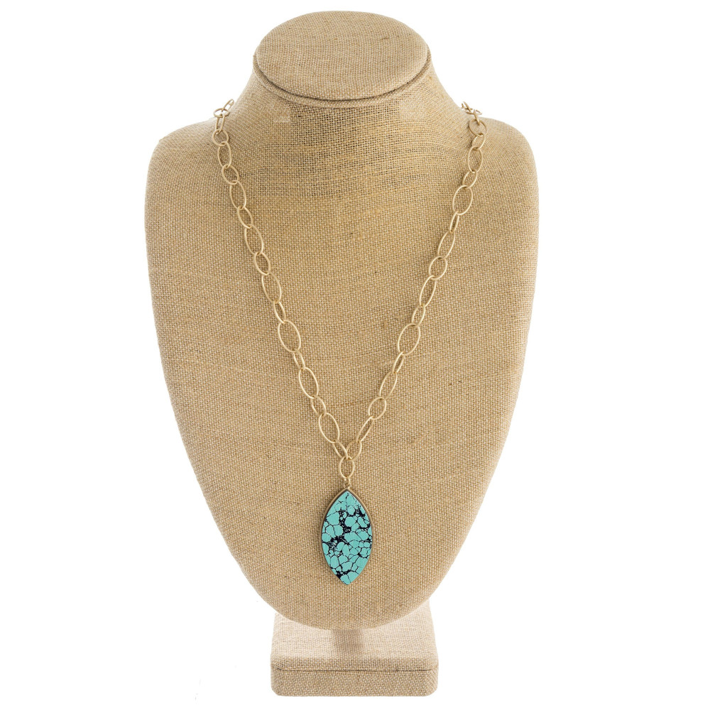 TURQUOISE OVAL PENDANT NECKLACE