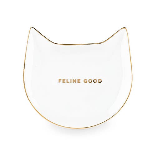 Feline Good: White Cat Tea Tray