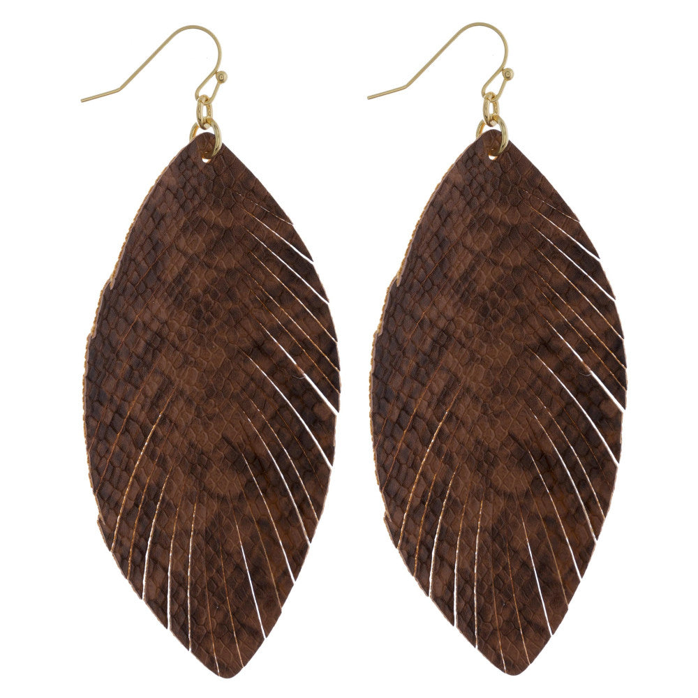 BROWN FEATHER EARRINGS