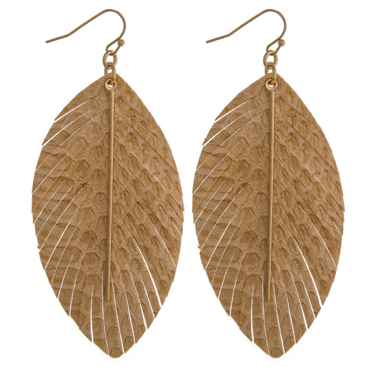 BEIGE FEATHER EARRINGS