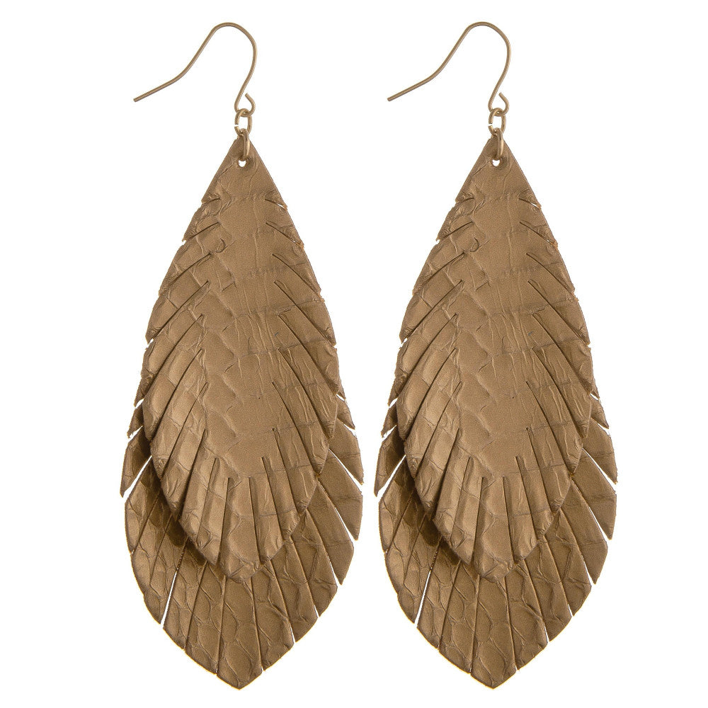 GOLD DOUBLE FEATHER EARRINGS