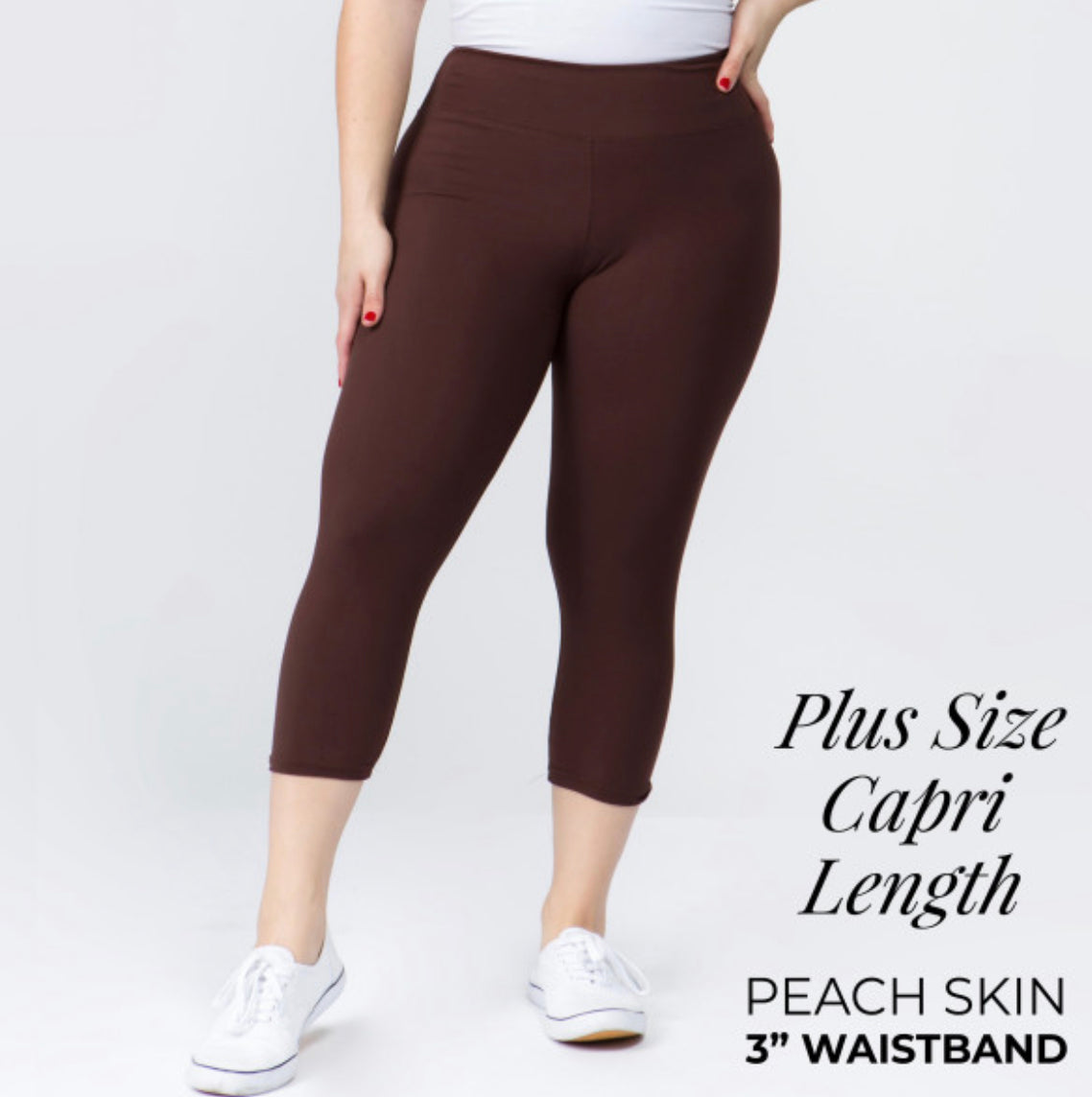 YOGA BAND SOLID COLOR PEACH SKIN Capri LEGGINGS