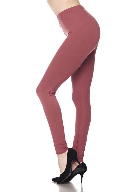 MARSALA SOLID Brushed Ankle PLUS SIZE Leggings