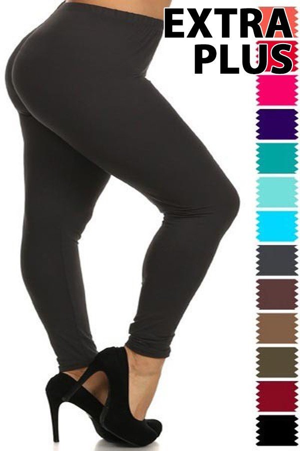 3X4X KELLY GREEN SOLID Brushed Ankle PLUS SIZE Leggings