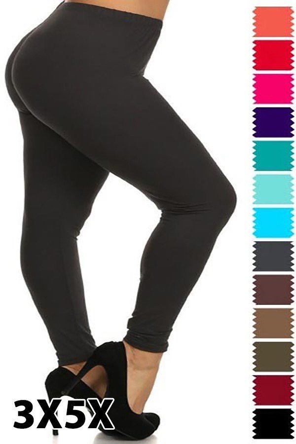 3X5X NEON FUCHSIA SOLID Brushed Ankle PLUS SIZE Leggings