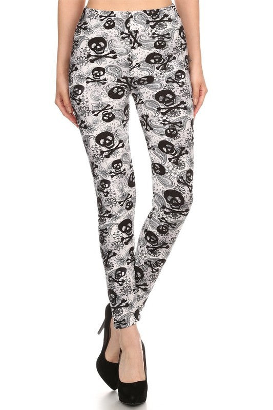 Paisley Skull Print One Size Leggings