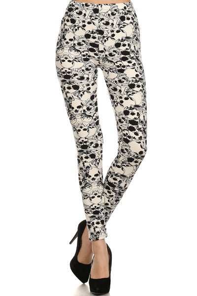 Skull Print One Size Leggings