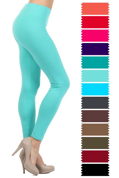 One Size MINT Peach Skin 1" Waist Band Soft Brush Leggings