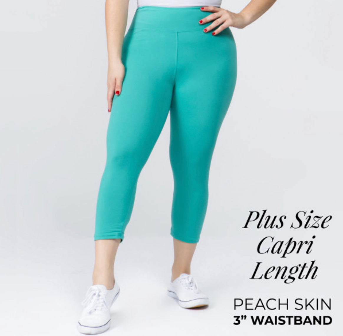 YOGA BAND SOLID COLOR PEACH SKIN Capri LEGGINGS