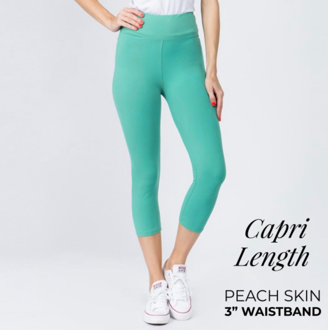 YOGA BAND SOLID COLOR PEACH SKIN Capri LEGGINGS