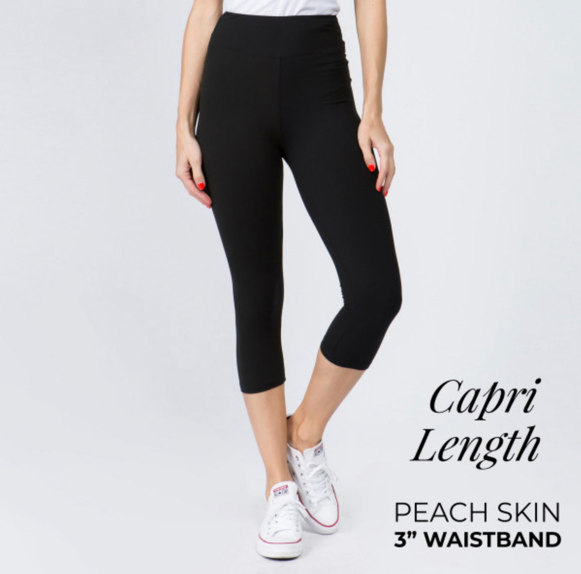 YOGA BAND SOLID COLOR PEACH SKIN Capri LEGGINGS