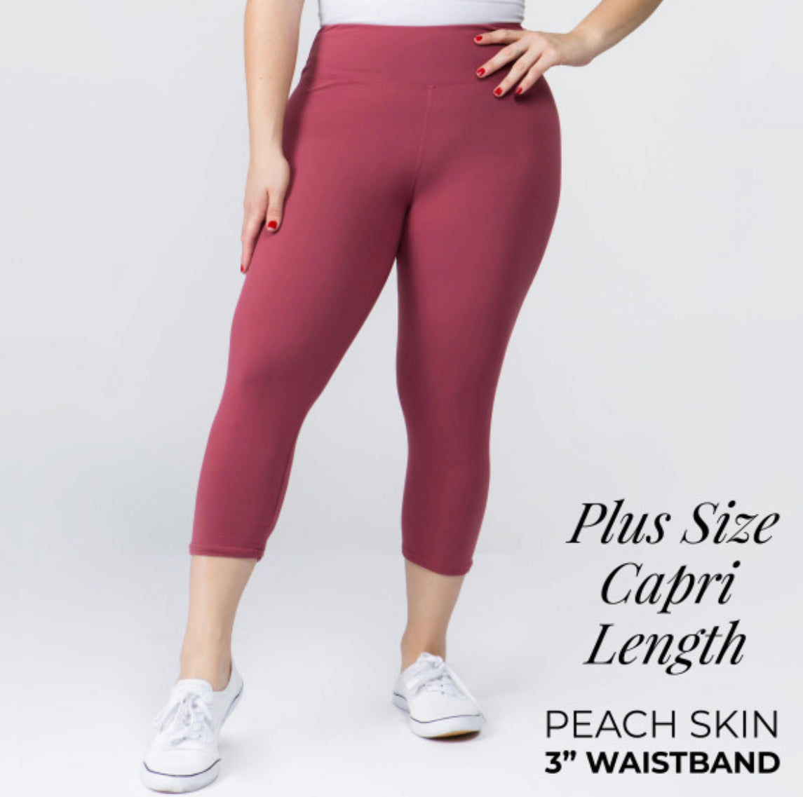 YOGA BAND SOLID COLOR PEACH SKIN Capri LEGGINGS