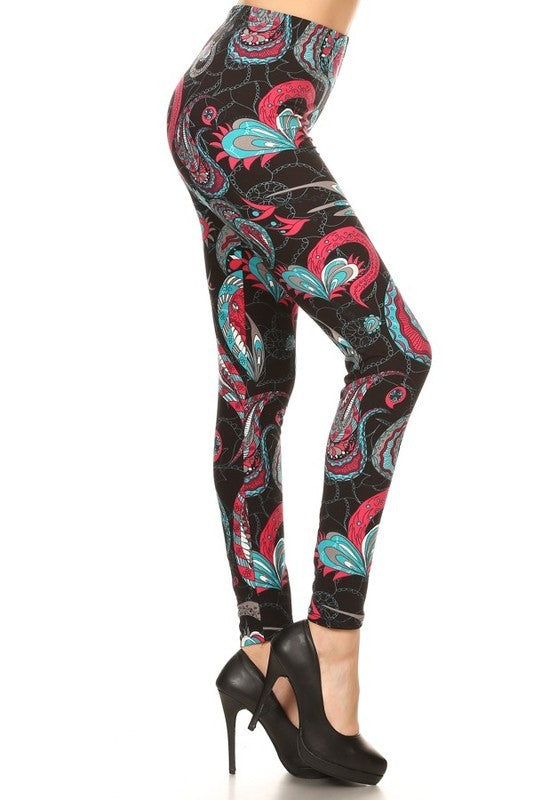 PINK/BLUE Printed ONE Size Leggings