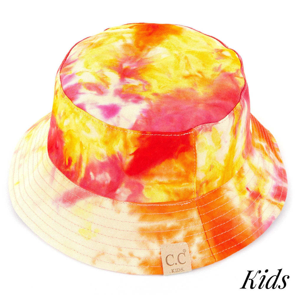 C.C Kids-2176- Kids reversible tie dyed bucket hat. 100% cotton. One size fits most.