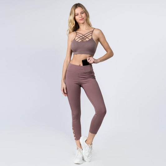 Active Leggings with Criss Cross Ankle Detail