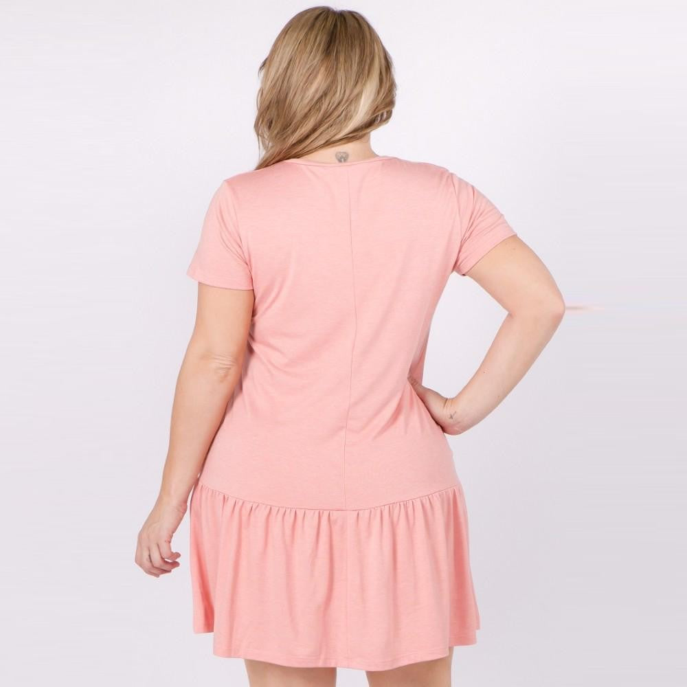 Women's Plus solid color ruffle hem dress