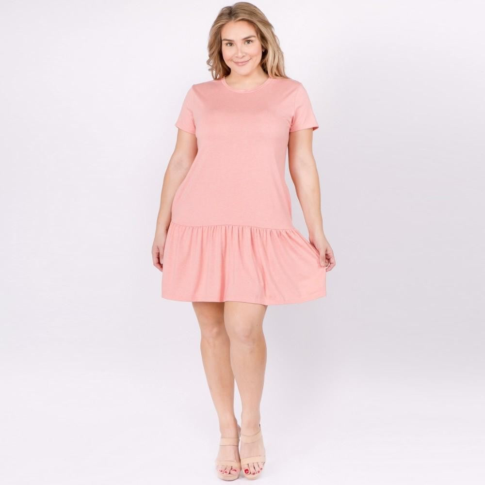 Women's Plus solid color ruffle hem dress