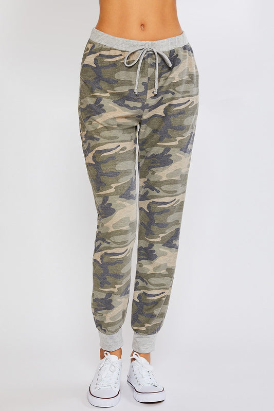 SIDE POCKETS CAMO PRINT JOGGER PANTS