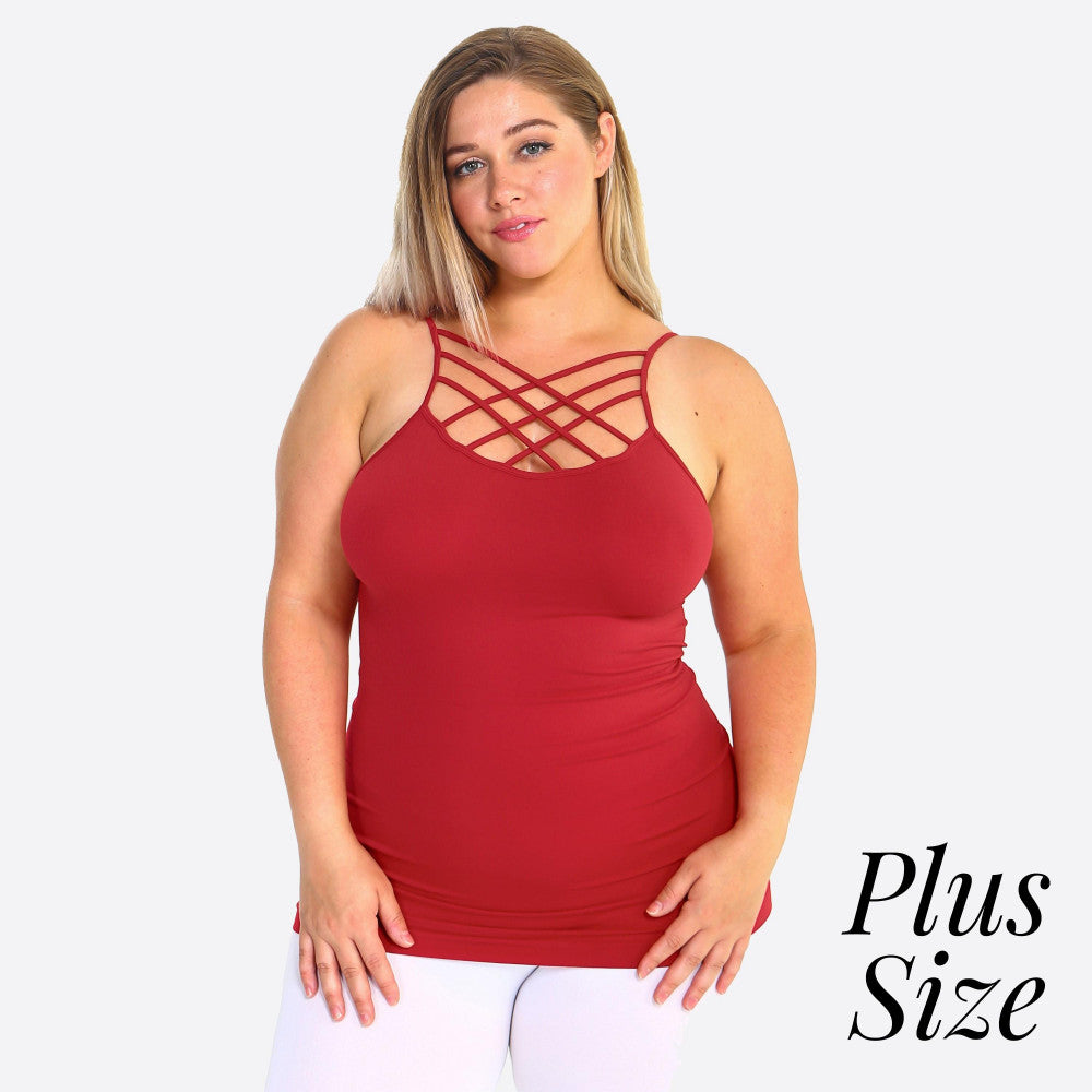 Women's solid triple criss cross seamless camisole