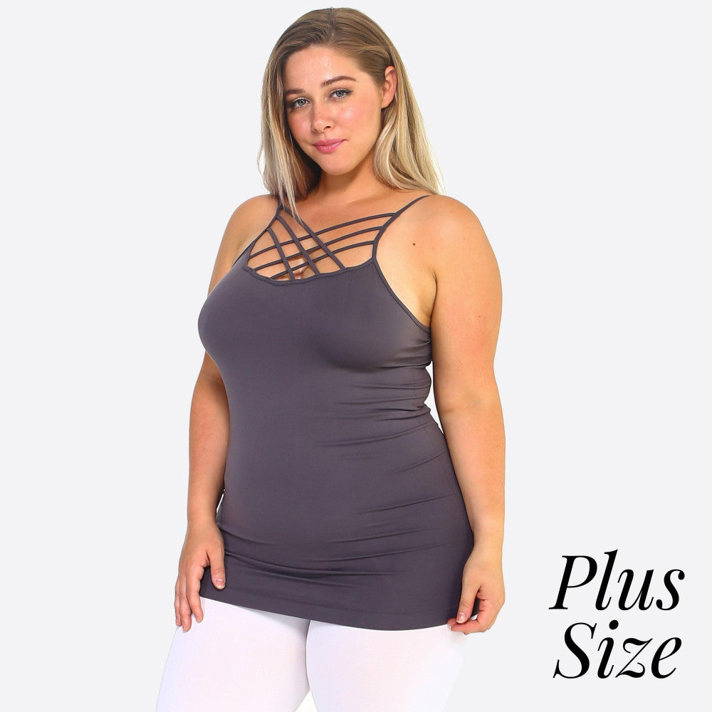 Women's solid triple criss cross seamless camisole