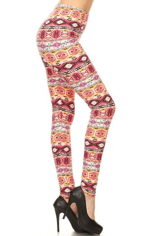 Multi Border Print One Size Leggings