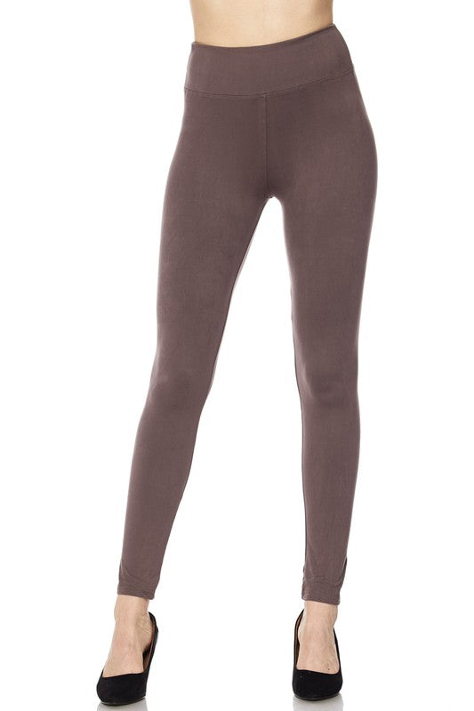 Plus Size BROWN Peach Skin 5" YOGA Waist Band Soft Brush Leggings