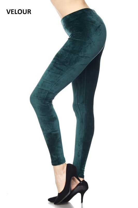 Super soft velvet bottoms feature a high elastic waistband