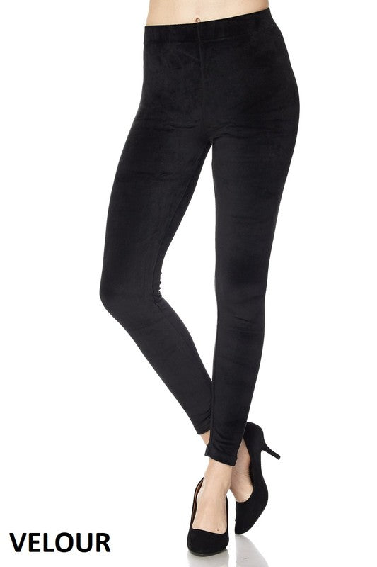 Super soft velvet bottoms feature a high elastic waistband