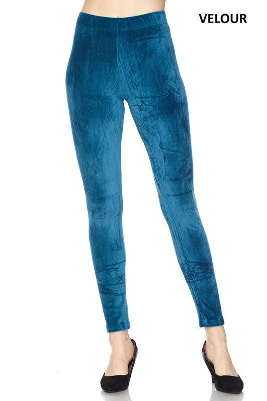 Super soft velvet bottoms feature a high elastic waistband