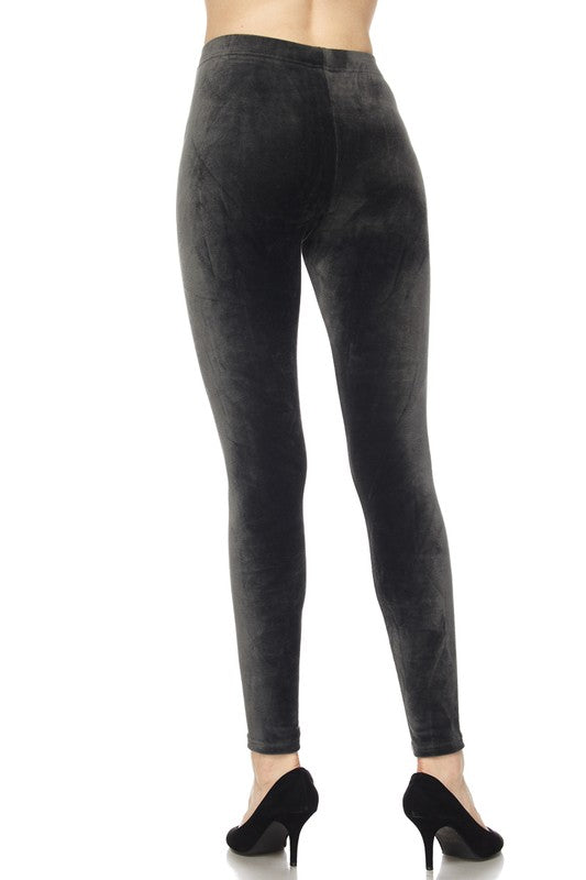 Super soft velvet bottoms feature a high elastic waistband