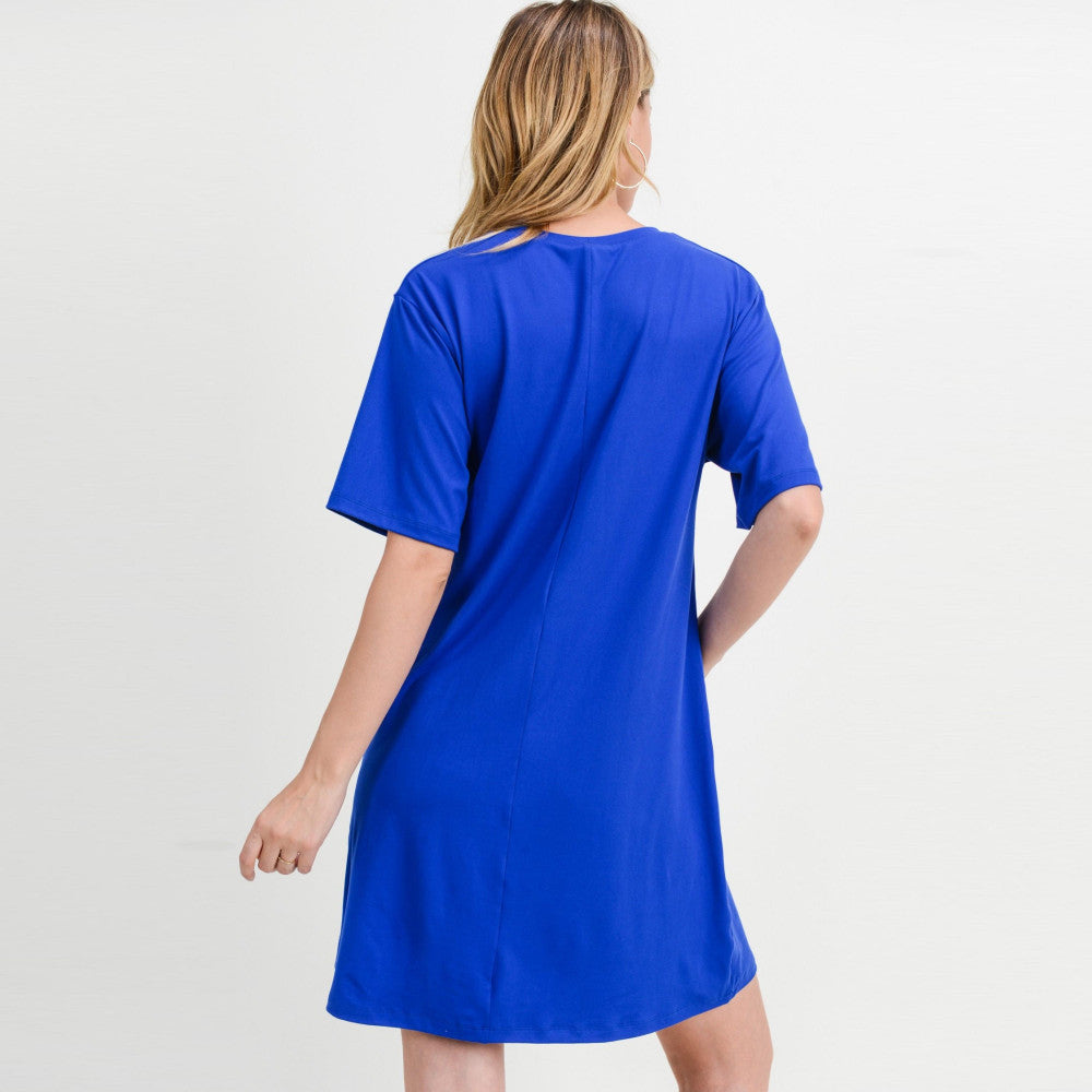 Women's Solid Two Pocket T-Shirt Dress