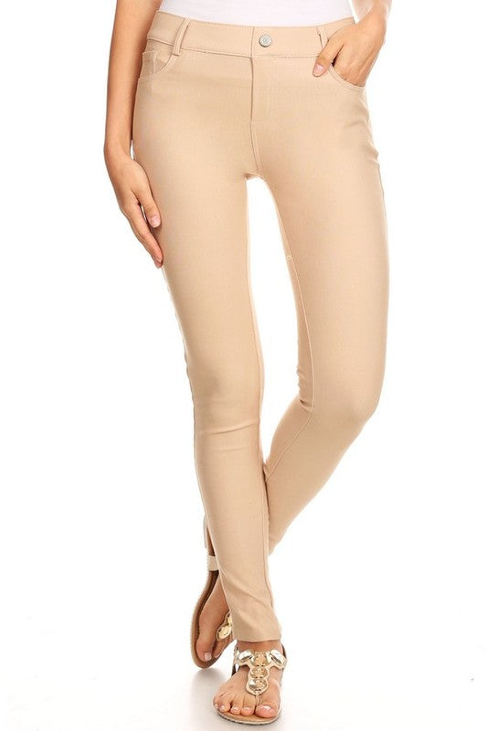 Cotton-Blend 5-Pocket Skinny Jeggings