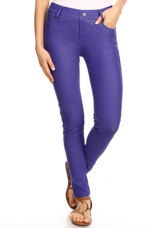 Cotton-Blend 5-Pocket Skinny Jeggings