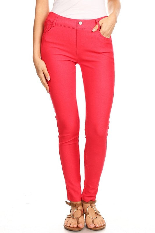 Cotton-Blend 5-Pocket Skinny Jeggings