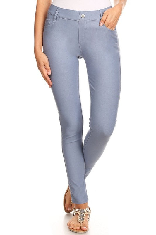 Cotton-Blend 5-Pocket Skinny Jeggings