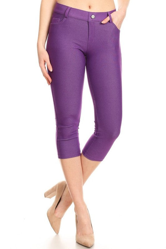 Women's Classic Solid Capri Jeggings